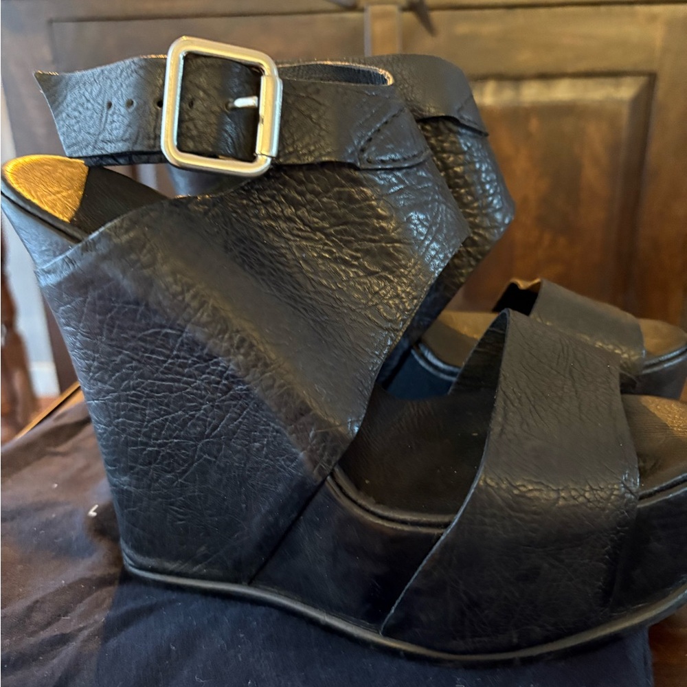 Black Wedge Sandals
